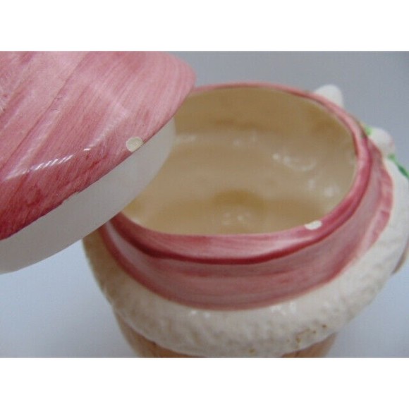 Small Brown Christmas Teddy Bear Cookie or Candy Jar Ceramic Hand Painted - Picture 5 of 12